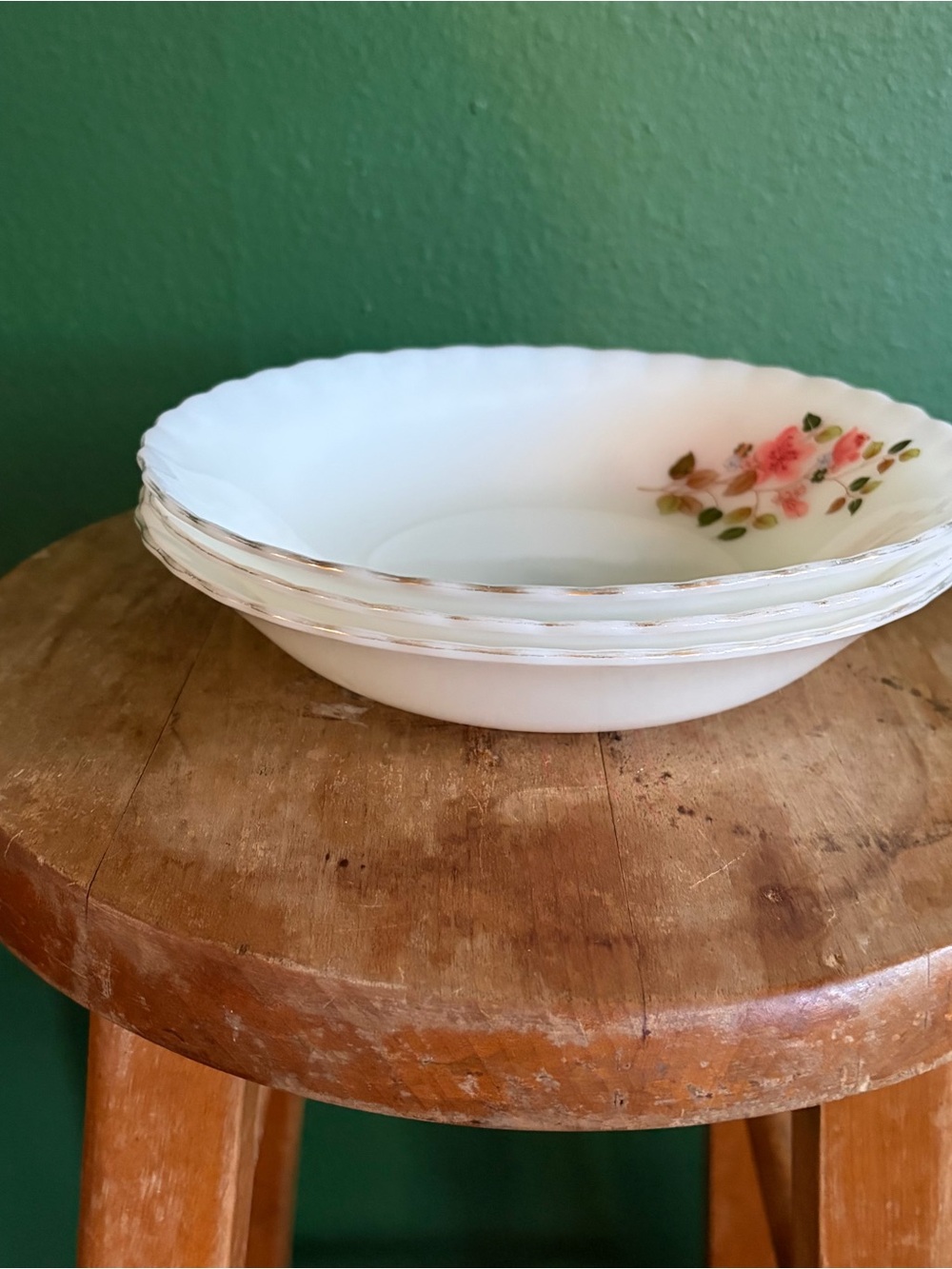 Vintage Opalon by Mun-Hwa made in Korea Milkglass Soup Bowls